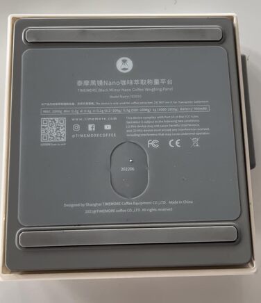 Цифрові ваги для кави TIMEMORE Black Mirror Nano White, бариста, з таймером, точність 0,1 г, до 2 кг, для еспресо та продуктів