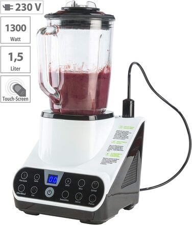Вакуумний блендер Rosenstein & Söhne 1,5 л, 1300 Вт з LED-екраном, функцією вакуумування та пляшкою для смузі