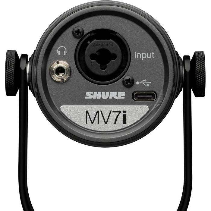 Мікрофон Shure MV7i Smart Podcast з вбудованим аудіоінтерфейсом, комплект для подкастингу, 2-канальний, Dual-XLR для мікрофонів або інструментів, USB-C підключення до ПК/телефону