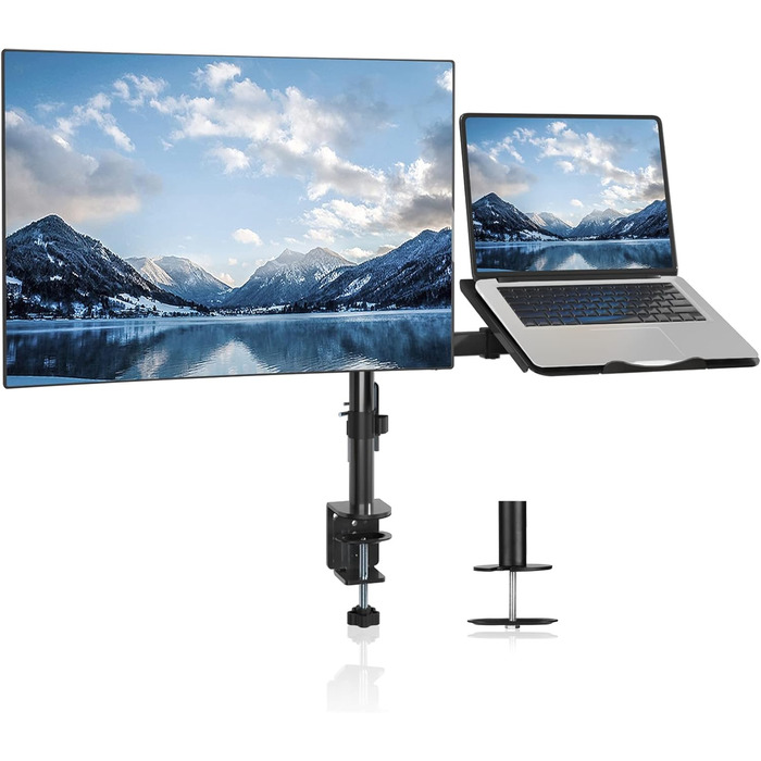 Підставка для монітора Suptek, 2 монітори, для LCD/LED екранів 13-27 дюймів, з кріпленням для ноутбука (MD6432TP004)