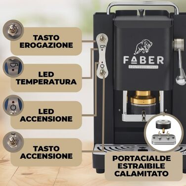 Кавомашина Faber Deluxe 3.0 ESE 44мм з електроклапаном, чорний/хром