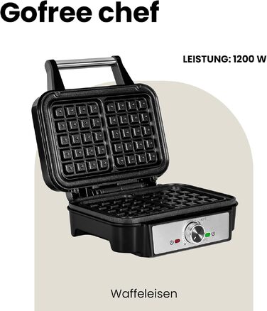 Вафельниця ZEEGMA GOFREE для бельгійських вафель, 1200 Вт, вертикальна з антипригарним покриттям та контролем температури, сріблясто-чорна