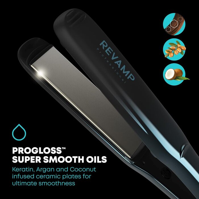 Керамічний випрямляч для волосся REVAMP Progloss Ultra X Shine з іонними пластинами, професійний стайлер для довгого і густого волосся, швидкий нагрів