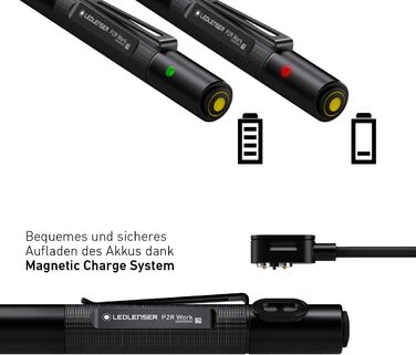 Ліхтарик Ledlenser P2R Work Mini LED для майстерні та майстрів, акумуляторний, 110 люмен, фокусування, 90 м, USB-зарядка, кліпса
