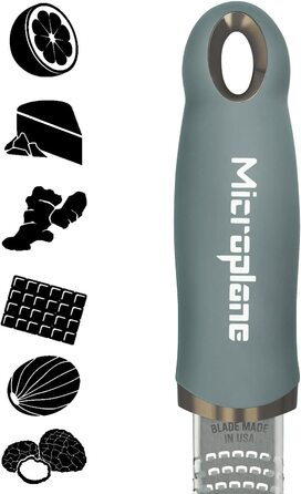 Терка Microplane для цитрусових, пармезану, імбиру, шоколаду та мускатного горіха, з дрібною нержавіючою лезом, евкаліптова, 325x35x30 мм, Made in USA