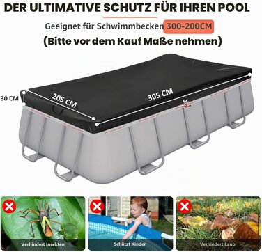 Кругле покривало для басейну Poolabdeckung 420D Ø310 см для басейнів Ø260-305 см, водонепроникний захисний тент з люверсами