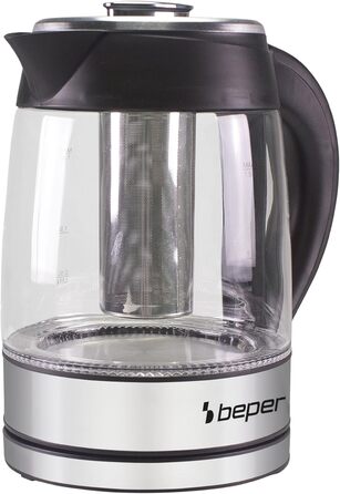 Електрочайник Beper BB.103, 1.8 л, чорний, скло