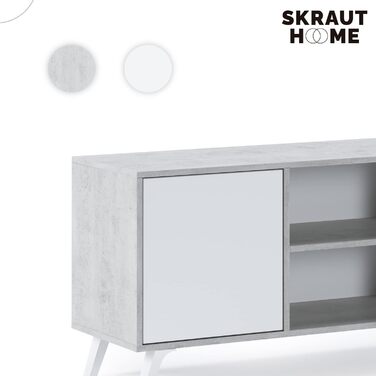 ТВ-тумба Skraut Home Wind 100 для вітальні, 57x95x40 см, для телевізора 32-40 дюймів, біла розпашна дверцята, цемент