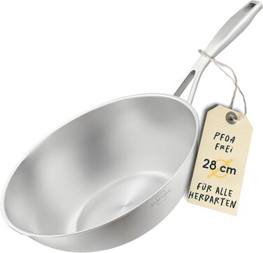 Wok Silberthal 28 см з нержавіючої сталі - для смаження та фритюру, сумісний з індукцією, до 400°C