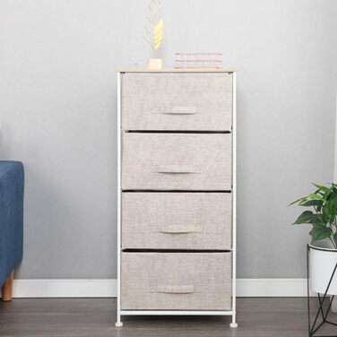 Комод для зберігання sogesfurniture з 4 тканинними ящиками, універсальна шафа-органайзер для коридору, спальні, передпокою, 45x30x94 см, бежевий