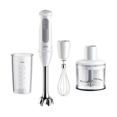 Блендер занурювальний Braun MultiQuick 5 MQ 50236 (білий, 2024) - 1000 Вт, 21 швидкість, нержавіюча сталь, насадки, SplashControl