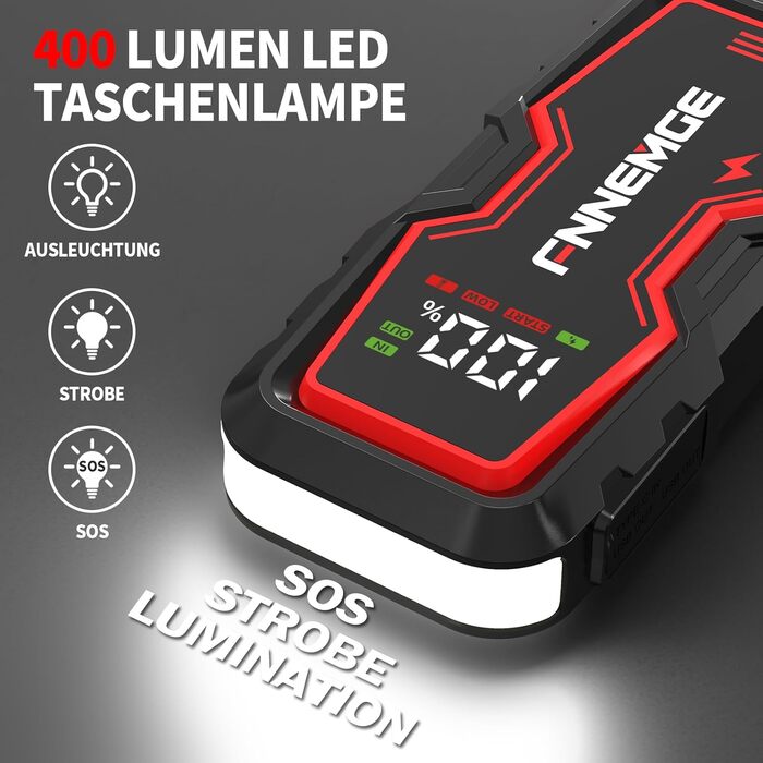 Портативний пусковий зарядний пристрій Powerbank для авто, 6000A, 12V, USB, LED, дисплей