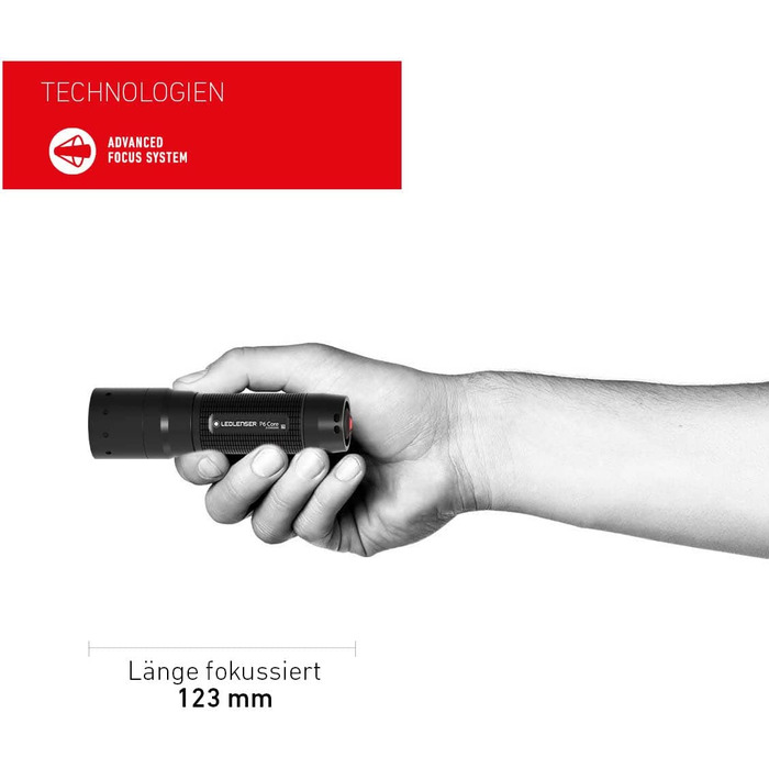 Ліхтарик Ledlenser P6 Core з Advanced Focus System, 90 люменів, 6 годин роботи, ультракомпактний і легкий, для туризму та кемпінгу