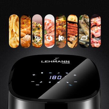 Аерофритюрниця Lehmann LHODF-1435 з 8 програмами, антипригарним покриттям, LCD-дисплеєм та знімною чашею 3,5 л, без масла