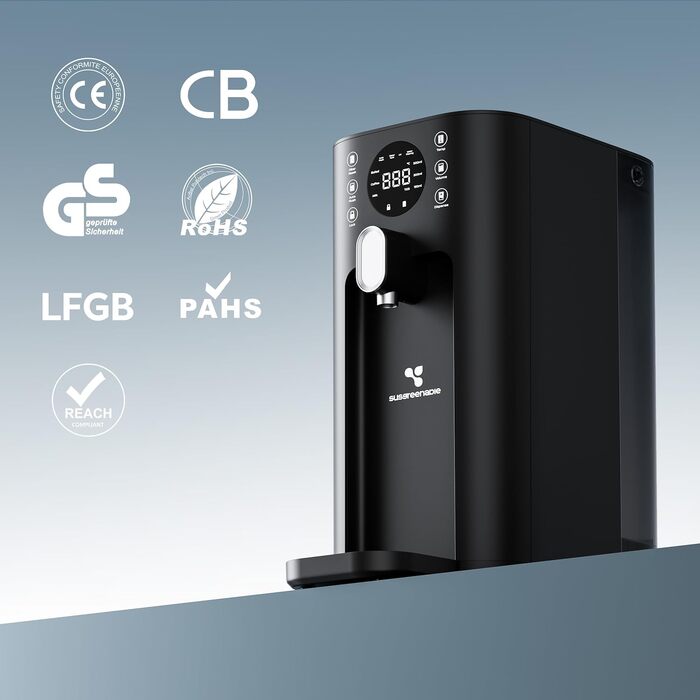 CIARRA X SusGreenable Зворотний осмос для питної води 100GPD з підігрівом, 4 температури, 5-ступеневий фільтр RO з SGROF03, настільний без встановлення, Чорний