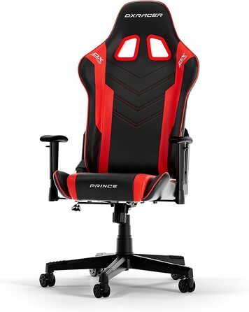 Ігрове крісло DXRacer PRINCE L, чорний та червоний, оригінальна модель, PVC шкіра