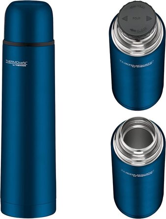 Термос-фляга THERMOS 0,75 л, нержавіюча сталь, сірий, ізольована пляшка для напоїв, з чашкою, 12 годин гаряче / 24 години холодне, герметична, для школи, офісу, подорожей