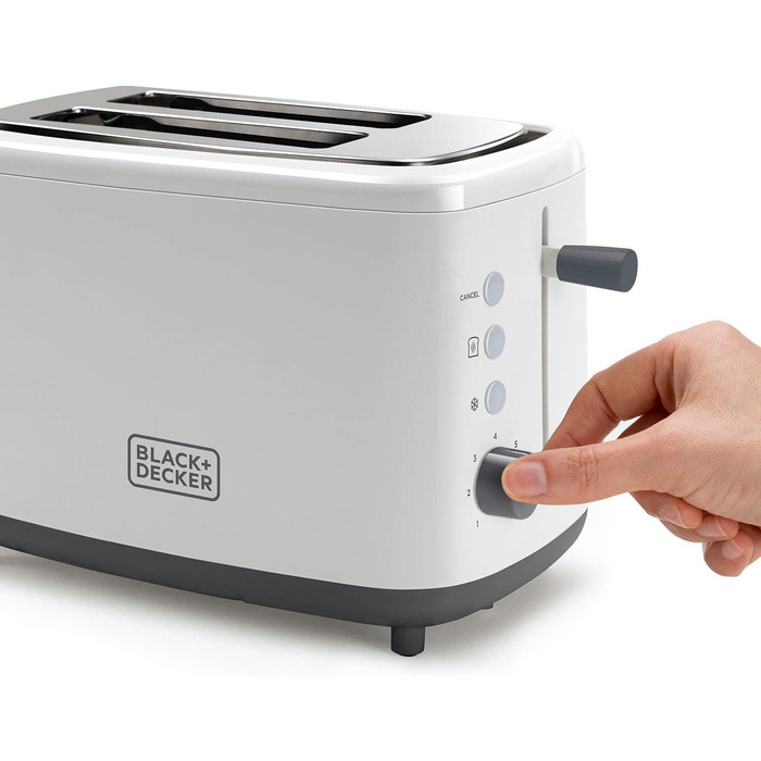 Тостер Black+Decker BXTO820E 820 Вт, 2 широкі екстрадовгі відсіки, 7 режимів, автоматичне центрування, білий пластик