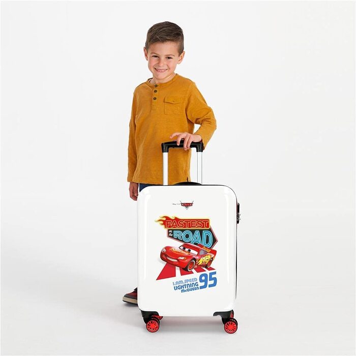 Дитяча валіза Disney Cars, жорсткий кейс ABS, 34x55x20 см, 32 л, 2,5 кг, 4 подвійних колеса, кодовий замок, ручна поклажа, мультиколор