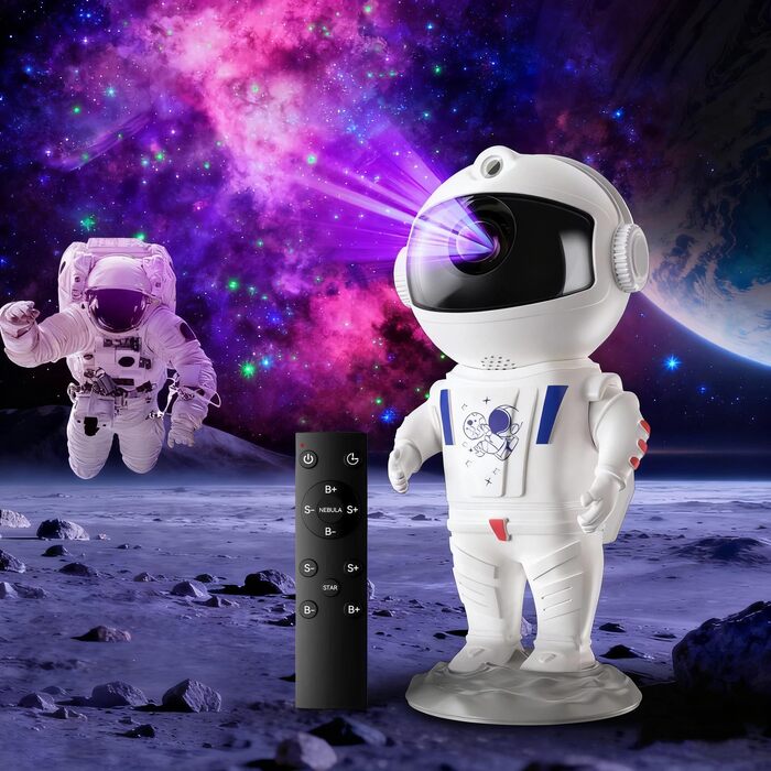 Проектор зоряного неба TechRise Astronaut: LED нічник з ефектом космосу, таймером та дистанційним керуванням, білий