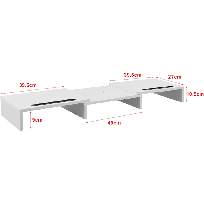 Підставка для монітора en.casa Vilppula 79x27x10,5 см, біла, з тримачем для смартфона та регульованою довжиною