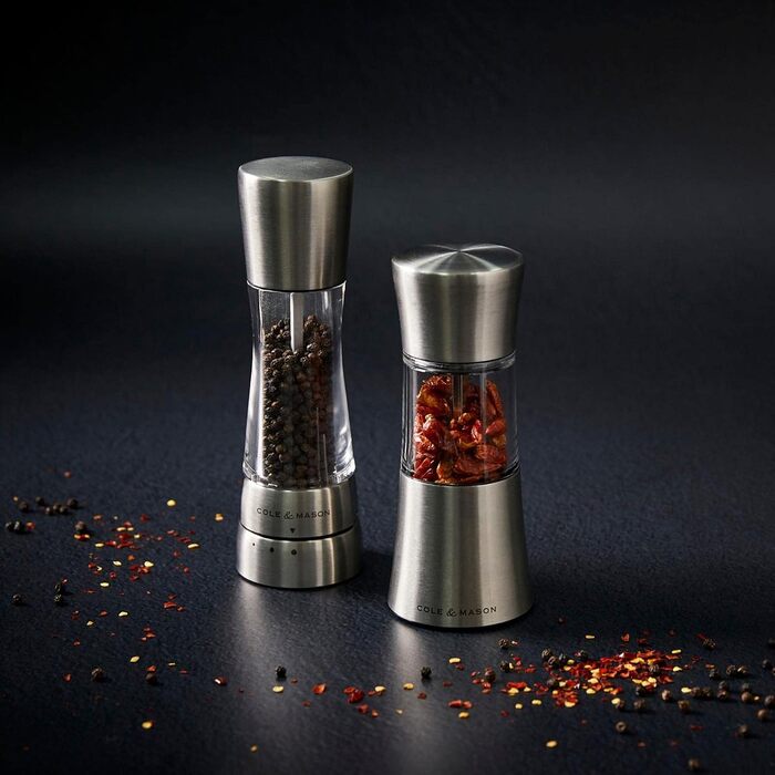 Перцемолка Cole & Mason Derwent зі сталі та акрилу, регульований помол, 190 мм, серія Precision+