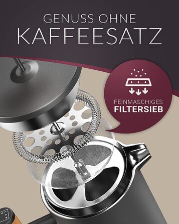 Френч-прес для кави Lambda Coffee, термостійкий, подвійні стінки, 0,6 л (3 чашки), нержавіюча сталь, чорний