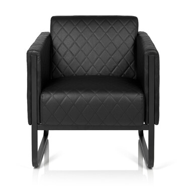 Крісло для відпочинку ARUBA BLACK, чорний каркас, штучна шкіра, одноразове, чорний колір, hjh OFFICE