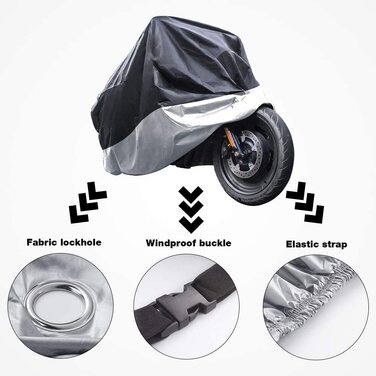 Моточохол водонепроникний 3XL 265x105x125 см, захисний тент для мотоцикла Harley-Davidson, Suzuki, Yamaha, 210D Оксфорд, для вулиці, проти подряпин, сріблястий