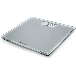 Цифрова вага Soehnle Style Sense Compact 300 для людей, з великою платформою, LCD-дисплеєм, ультратонкий дизайн, скло, сіра