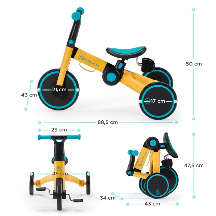 Дитячий триколісний велосипед 3в1 Kinderkraft 4TRIKE, синій, від 12 місяців