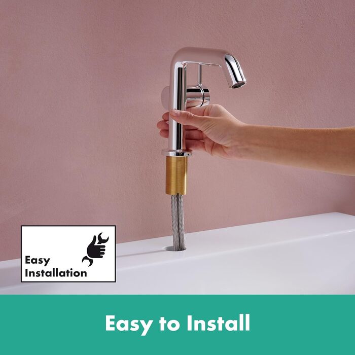 Змішувач для ванної кімнати Hansgrohe Tecturis S Fine з Push-Open та EcoSmart+ (економія води), витяжка 110 мм, хром