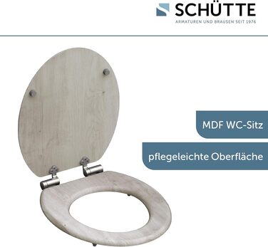 Дерев'яне сидіння для унітаза SCHÜTTE з мікроліфтом (Soft-Close), підвіконий кришка для унітаза з MDF, витримує до 175 кг, колір Lightwood