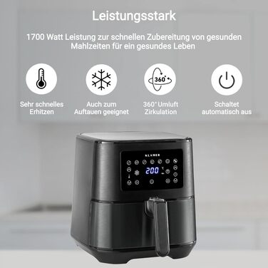 Аерофритюрниця KLAMER Duo 9L з двома кошиками, цифровим дисплеєм та 10 програмами, 3000 Вт, чорна