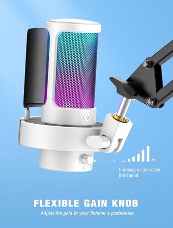 USB мікрофон FIFINE для ПК, ігровий, для стрімінгу, подкастів та студії, з RGB підсвіткою, кнопкою вимкнення звуку, роз'ємом для навушників і поп-фільтром, сумісний з PS4, PS5, Mac