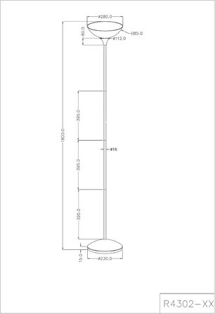 Торшер Reality Leuchten R4302-87, 1xE27, титан, білий абажур