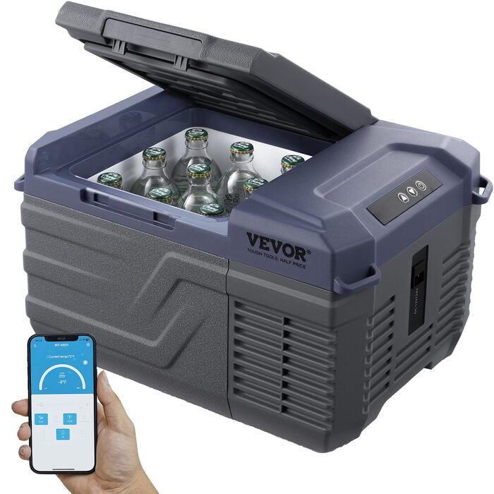Автохолодильник VEVOR 12V/24V/220V 9л компресорний: для кемпінгу, авто, подорожей (-20°C ~ +20°C)