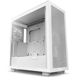 Корпус для ПК NZXT H7 Flow ATX Mid-Tower, білий, скляна та сітчаста панелі, USB-C, підтримка водяного охолодження, ігровий
