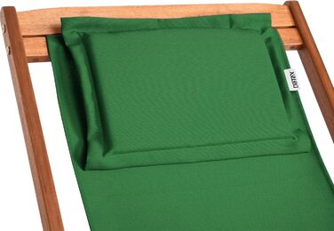 Лежак для відпочинку Casaria® з дерева, стійкий до погодних умов, складний, регульований, до 160 кг, з підлокітниками та подушкою для шиї, для саду та балкону, акація, 94x94x60 см, зелений