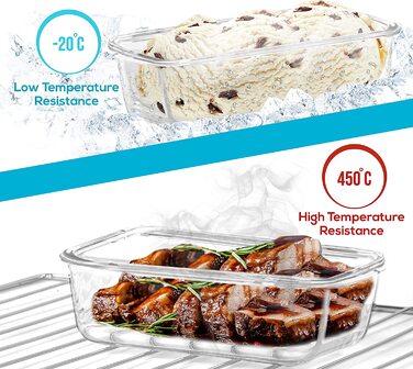 KICHLY Набір із 18 скляних контейнерів для зберігання продуктів (9 контейнерів + 9 кришок), прозорі, герметичні, без BPA, для їжі
