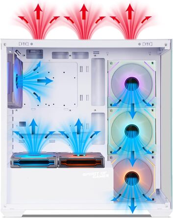 Корпус для ПК Spirit of Gamer Spark Arctic, ігровий Mid Tower, сумісний з ATX/MATX/MITX, з акваріумним дизайном, 6 ARGB вентиляторів 120 мм, загартоване скло 4 мм спереду та збоку