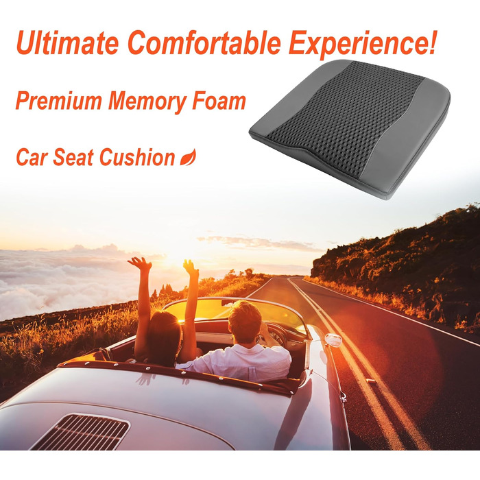 Автомобільна подушка Lofty Aim з Memory Foam для водія: підтримка спини, зняття болю при ішіасі, чорний 4D Mesh. Для автокрісла, офісного крісла, візка.