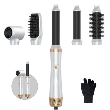 Набір для укладки волосся Hairstyler 5-в-1 з автоматичною плойкою та феном, білий