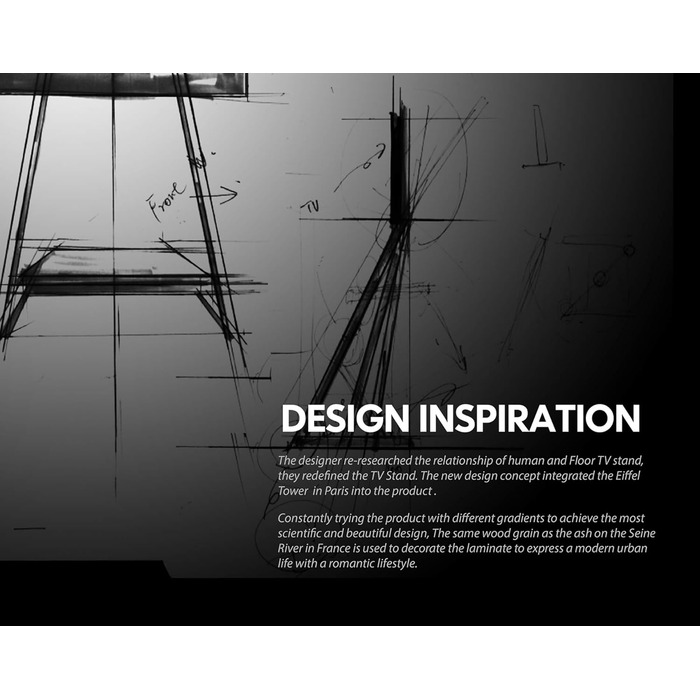 Мобільна підставка для телевізора FITUEYES Design на колесах, регульована по висоті, з поворотом і нахилом, для плоских і вигнутих ТВ 43–75 дюймів, серія Eiffel, чорна