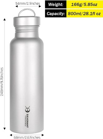 Фляга SILVERANT Titan для води 500 мл / 800 мл, легка, для кемпінгу, туризму та активного відпочинку