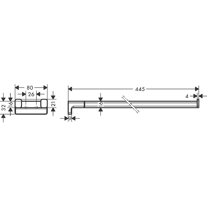 Тримач для рушників Hansgrohe AddStoris двосторонній, хром, 41770000