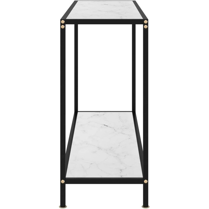 Консольний стіл vidaXL білий 120x35x75 см, загартоване скло, сталева рама, для передпокою, вітальні, туалетний, настінний