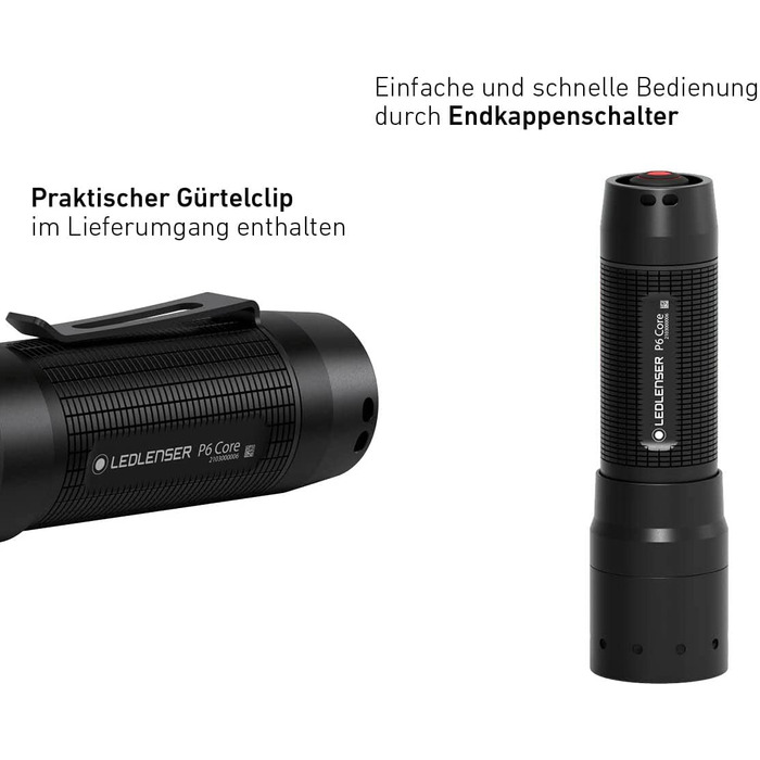 Ліхтарик Ledlenser P6 Core з Advanced Focus System, 90 люменів, 6 годин роботи, ультракомпактний і легкий, для туризму та кемпінгу