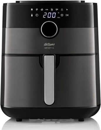 Фритюрниця Arzum Airtasty AR2074-G, без масла, XL об'єм, цифрове керування, 8 програм, срібляста