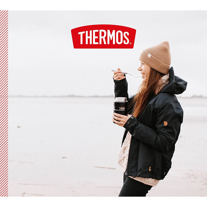 Термос для їжі Thermos Stainless King 470 мл з ложкою, нержавіюча сталь, зберігає тепло 6 годин/холод 24 години, герметичний, для супу та мюслі, підходить для посудомийної машини, Midnight Blue